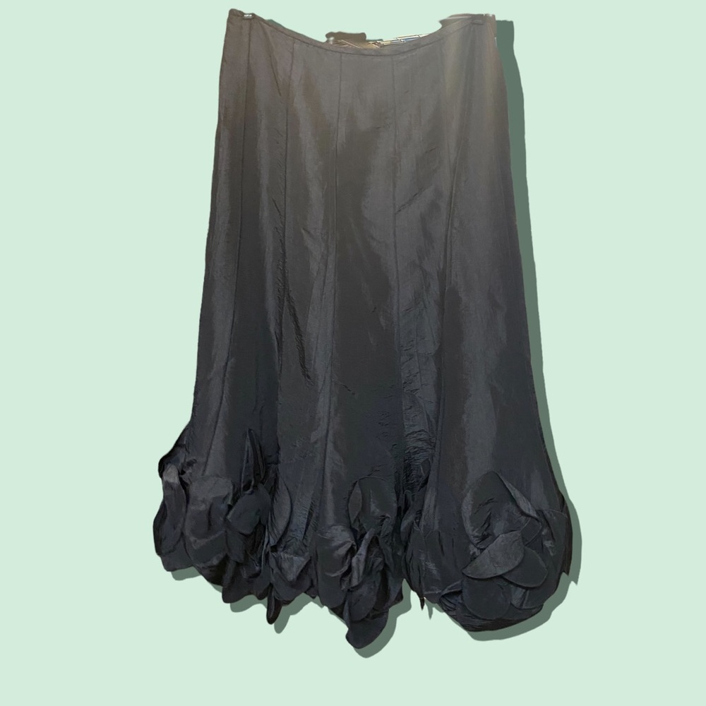 KM Collection by Mills Bell Black Skirt with large flowers on bottom